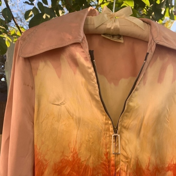Vtg Tie Dye Crop Jacket with Collar | Pink, Orange. Yellow Gradient | S | Bomber - Picture 5 of 16